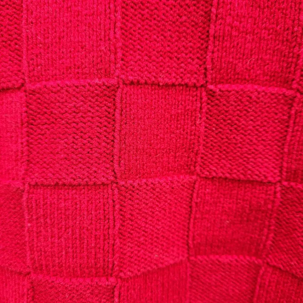 Gymboree Girl's Red Basketweave Button Front Sweater Holiday Pom Poms sz Small